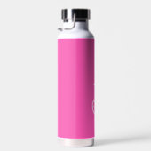 Modern Hot Pink gepersonaliseerd monogram en naam Waterfles (Rechts)