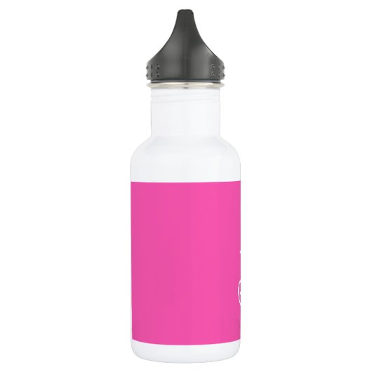 Modern Hot Pink gepersonaliseerd monogram en naam Waterfles (Links)