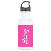 Modern Hot Pink gepersonaliseerd monogram en naam Waterfles (Voorkant)