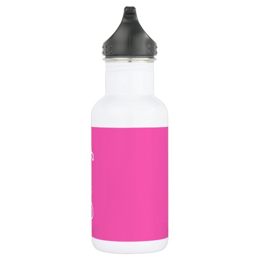 Modern Hot Pink gepersonaliseerd monogram en naam Waterfles (Rechts)