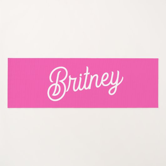 Modern Hot Pink gepersonaliseerd monogram en naam Yogamat (Voorkant (horizontaal))