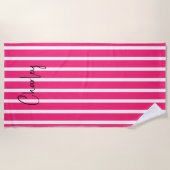 Modern Hot Pink gepersonaliseerd Strandlaken (Voorkant)