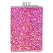 Modern Hot Pink Glitter Monogrammed Persoonlijk Heupfles (Achterkant)