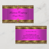 Modern Hot Pink Gold Leopard Zwart Visitekaartje (Voorkant / Achterkant)