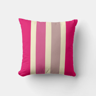 Modern Hot Pink Grey Cream Stripes Sierkussen