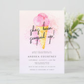 Modern Hot Pink Ice Cream vrijgezellenfeest Kaart (Staand voorkant)