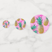 Modern Hot Pink Marmer Tropische Pineappel Chic Confetti (Achterkanten)