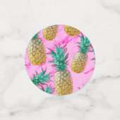 Modern Hot Pink Marmer Tropische Pineappel Chic Confetti (Kleine voorkant)