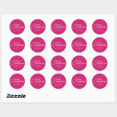Modern Hot Pink Merry Christmas Script Typografie Ronde Sticker (Vel)
