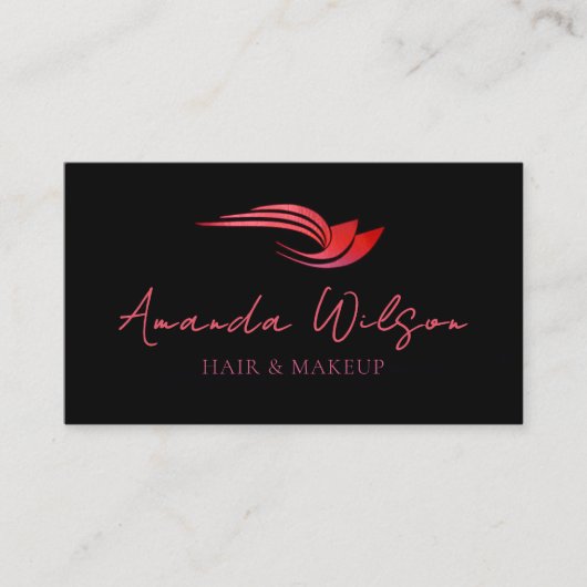 Modern Hot Pink Metallic Abstract Visitekaartje (Voorkant)