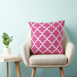 Modern Hot Pink Moroccan Quatrefoil Pattern Kussen