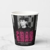 Modern Hot Pink Neon Afstuderen Papieren Bekers (Voorkant)
