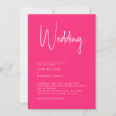 Modern Hot Pink No Parents Wedding Invitation Kaart (Voorkant)