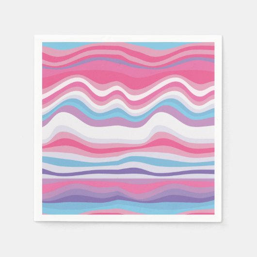 Modern Hot Pink Paars Blue Wavy Pattern Servet (Voorkant)
