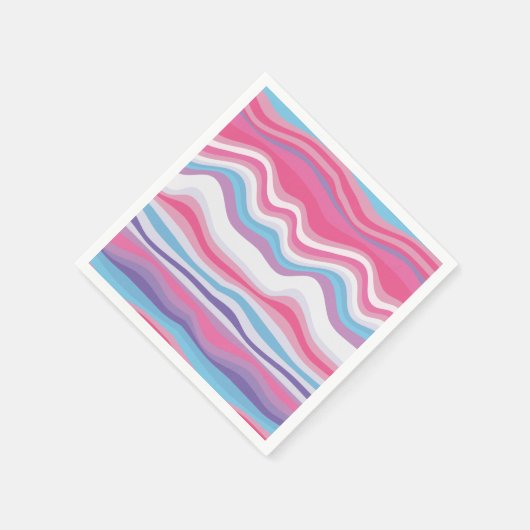 Modern Hot Pink Paars Blue Wavy Pattern Servet (Hoek)