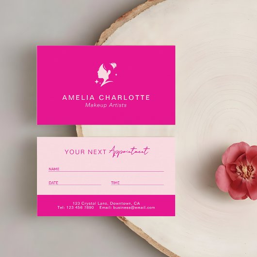 Modern Hot Pink Professional Makeup Artists Afsprakenkaartje