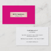 Modern Hot Pink Roos Gold Plaque Beauty Salon Visitekaartje (Voorkant / Achterkant)