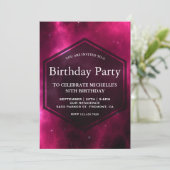 Modern Hot Pink Space Galaxy Verjaardagsfeest Kaart (Staand voorkant)