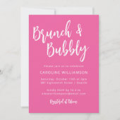 Modern Hot Pink Trendy Script Brunch Bubble Shower Kaart (Voorkant)