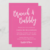 Modern Hot Pink Trendy Script Brunch Bubble Shower Kaart (Voorkant / Achterkant)