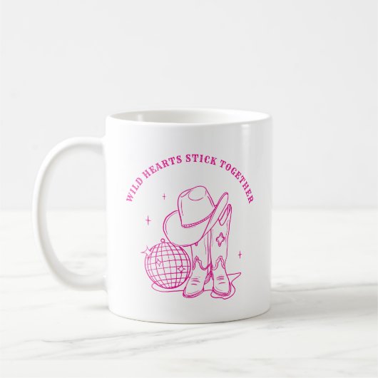 Modern Hot Pink Western Disco Best Friends Quote Koffiemok (Links)