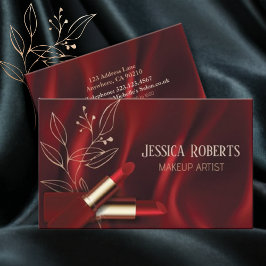 Modern Hot Red Velvet Makeup Artist Visitekaartje