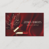 Modern Hot Red Velvet Makeup Artist Visitekaartje (Voorkant)