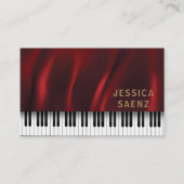 Modern Hot Red Velvet Piano Teacher Visitekaartje (Voorkant)