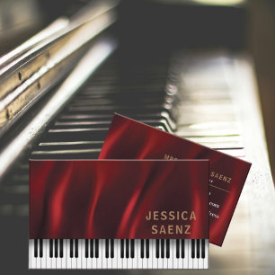 Modern Hot Red Velvet Piano Teacher Visitekaartje