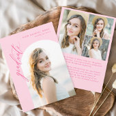 Modern Hot Roze Foto Afstuderen Afstuderen Aankondiging