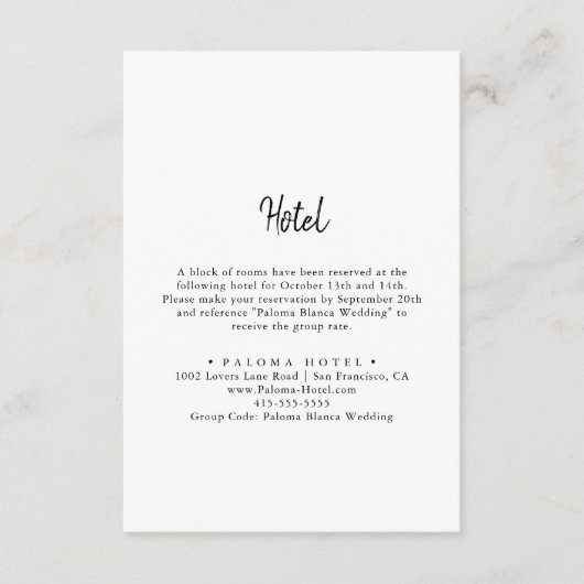 Modern hotel informatiekaartje (Voorkant)