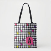 Modern Houndstooth Pattern Monogram Tote Bag (Voorkant)