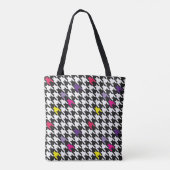 Modern Houndstooth Pattern Monogram Tote Bag (Achterkant)