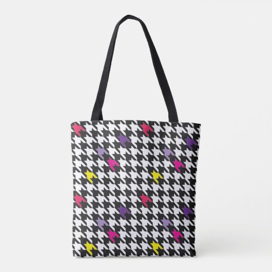 Modern Houndstooth Pattern Monogram Tote Bag (Achterkant)