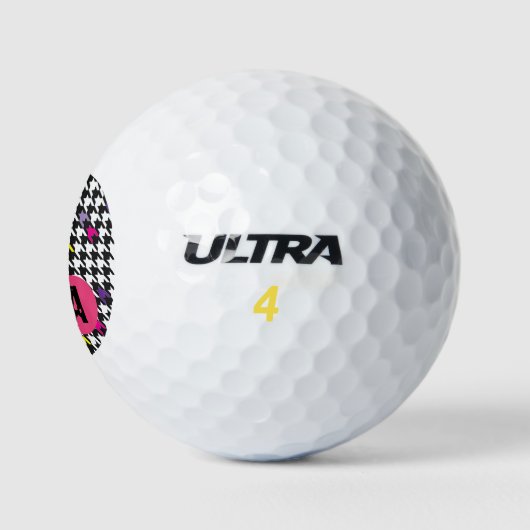 Modern Houndstooth Pattern Pink Paars Yellow Golfballen (Logo)