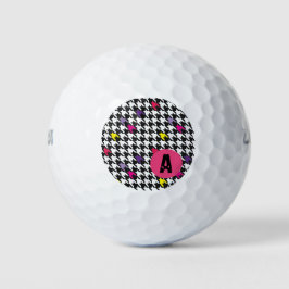 Modern Houndstooth Pattern Pink Paars Yellow Golfballen