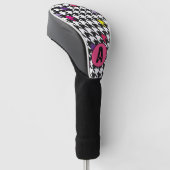 Modern Houndstooth Pattern Pink Paars Yellow Golfheadcover (Schuin)