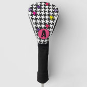 Modern Houndstooth Pattern Pink Paars Yellow Golfheadcover (Voorkant)
