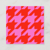Modern Houndstooth Toevoegen Logo Neon Roze en Roo Vierkante Visitekaartje (Achterkant)