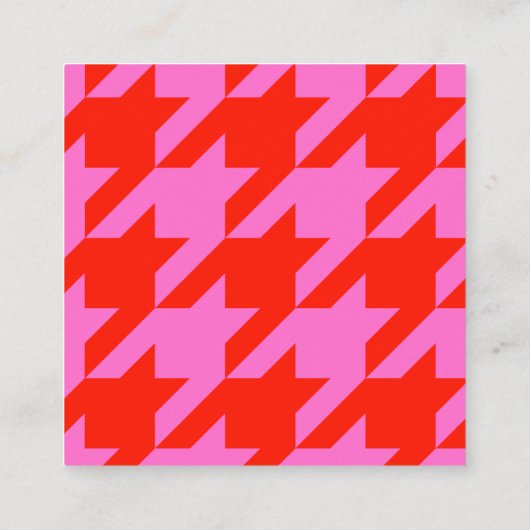 Modern Houndstooth Toevoegen Logo Neon Roze en Roo Vierkante Visitekaartje (Achterkant)