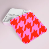 Modern Houndstooth Toevoegen Logo Neon Roze en Roo Vierkante Visitekaartje