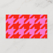 Modern Houndstooth Toevoegen Logo Neon Roze en Roo Visitekaartje (Achterkant)