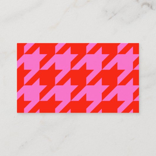 Modern Houndstooth Toevoegen Logo Neon Roze en Roo Visitekaartje (Achterkant)