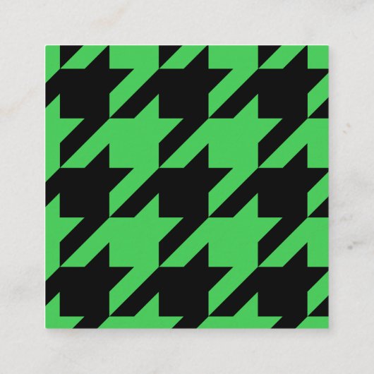 Modern Houndstooth Toevoegen Logo Zwart en Groen Vierkante Visitekaartje (Achterkant)