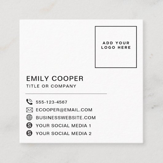 Modern Houndstooth Toevoegen Logo Zwart en Groen Vierkante Visitekaartje (Voorkant)