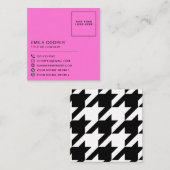 Modern Houndstooth Toevoegen Logo Zwart Wit Neon R Vierkante Visitekaartje (Voorkant / Achterkant)
