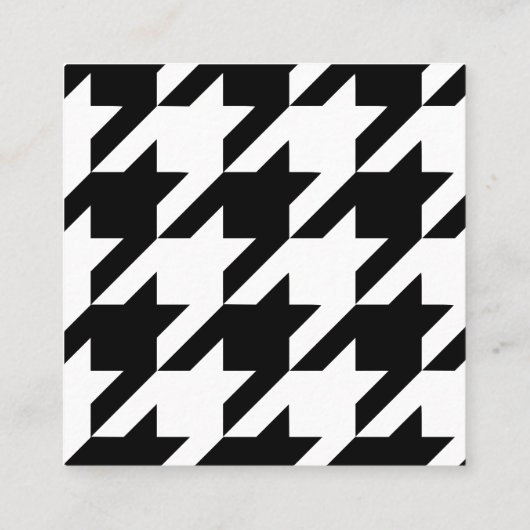 Modern Houndstooth Toevoegen Logo Zwart Wit Vierkante Visitekaartje (Achterkant)