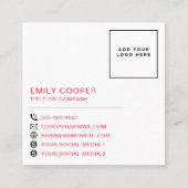 Modern Houndstooth Toevoegen Logo Zwart Wit Vierkante Visitekaartje (Voorkant)