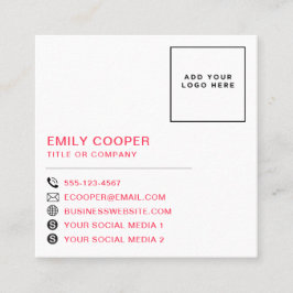 Modern Houndstooth Toevoegen Logo Zwart Wit Vierkante Visitekaartje