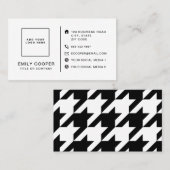Modern Houndstooth Voeg Logo toe Zwart en Wit Visitekaartje (Voorkant / Achterkant)